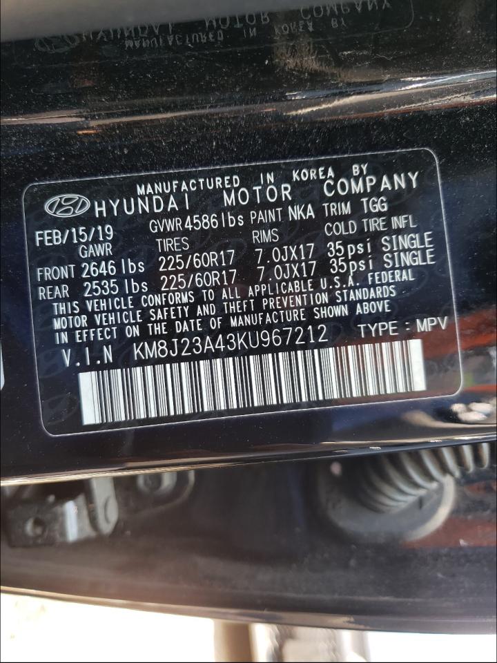 Photo 9 VIN: KM8J23A43KU967212 - HYUNDAI TUCSON 