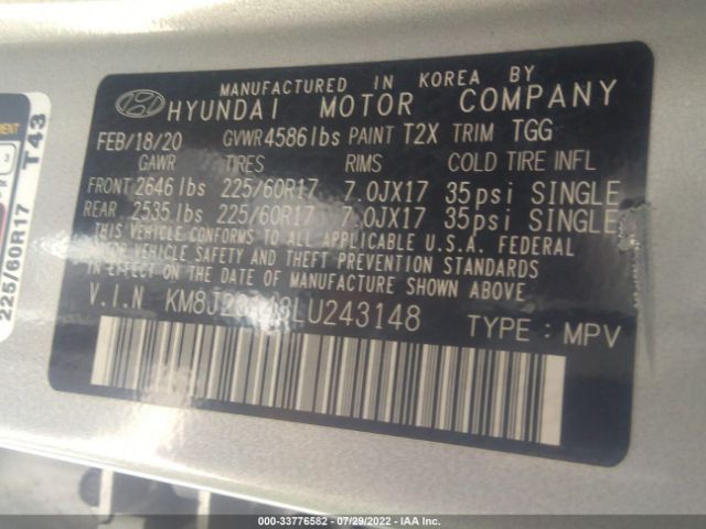 Photo 8 VIN: KM8J23A43LU243148 - HYUNDAI TUCSON 