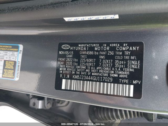 Photo 8 VIN: KM8J23A44GU117029 - HYUNDAI TUCSON 