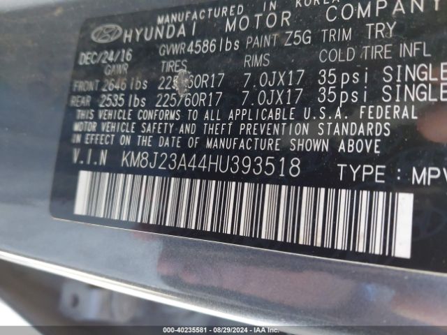 Photo 8 VIN: KM8J23A44HU393518 - HYUNDAI TUCSON 