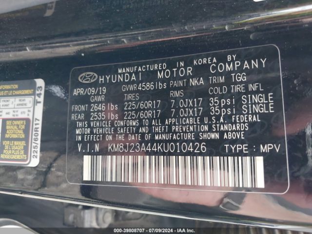 Photo 8 VIN: KM8J23A44KU010426 - HYUNDAI TUCSON 