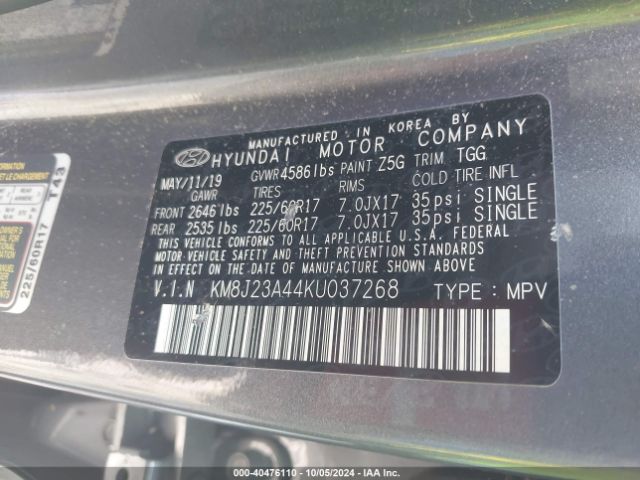 Photo 8 VIN: KM8J23A44KU037268 - HYUNDAI TUCSON 