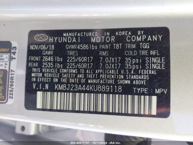 Photo 8 VIN: KM8J23A44KU889118 - HYUNDAI TUCSON 