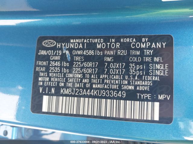 Photo 8 VIN: KM8J23A44KU933649 - HYUNDAI TUCSON 