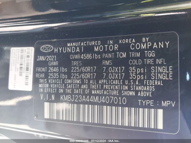 Photo 8 VIN: KM8J23A44MU407010 - HYUNDAI TUCSON 