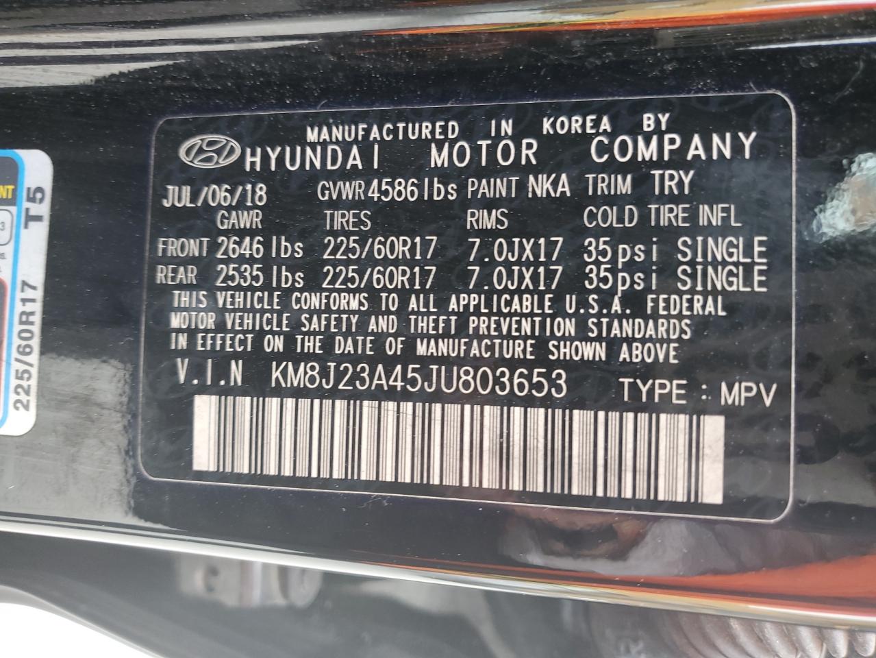 Photo 11 VIN: KM8J23A45JU803653 - HYUNDAI TUCSON 