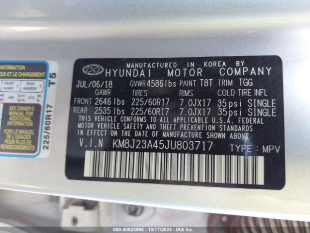 Photo 8 VIN: KM8J23A45JU803717 - HYUNDAI TUCSON 