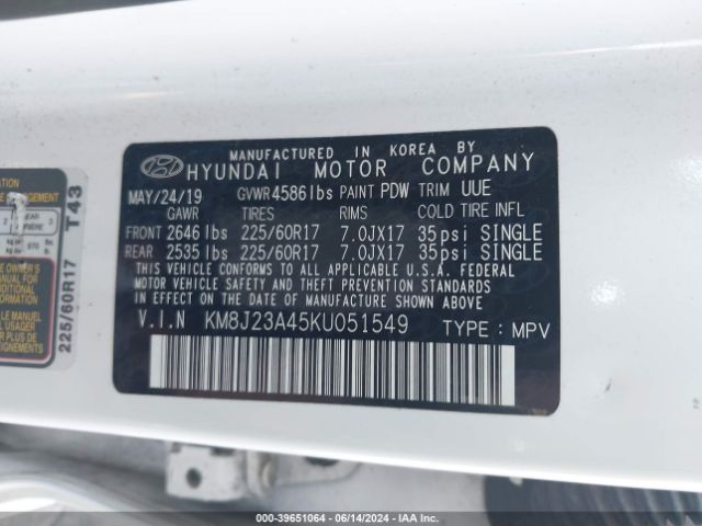 Photo 8 VIN: KM8J23A45KU051549 - HYUNDAI TUCSON 