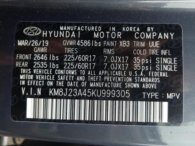 Photo 9 VIN: KM8J23A45KU999305 - HYUNDAI TUCSON SE 