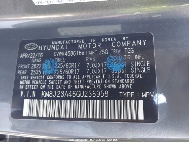 Photo 8 VIN: KM8J23A46GU236958 - HYUNDAI TUCSON 