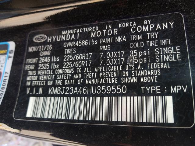 Photo 9 VIN: KM8J23A46HU359550 - HYUNDAI TUCSON SE 