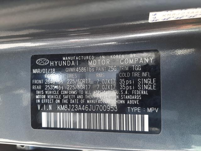 Photo 9 VIN: KM8J23A46JU700953 - HYUNDAI TUCSON SE 