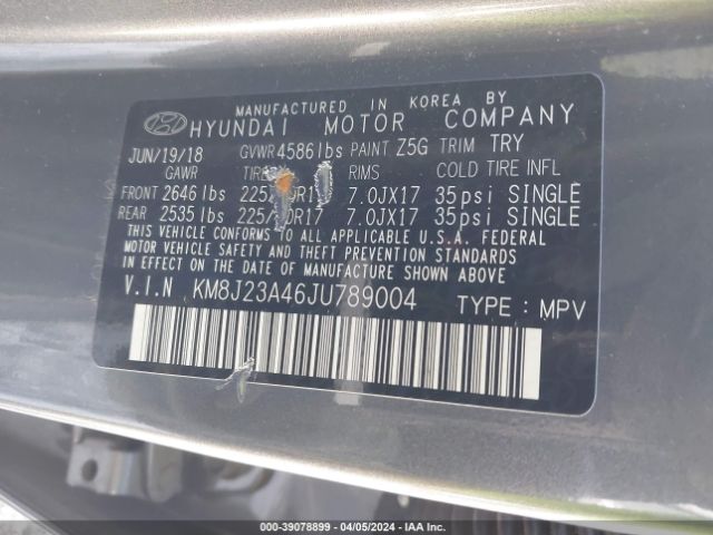 Photo 8 VIN: KM8J23A46JU789004 - HYUNDAI TUCSON 