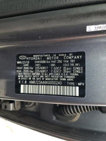 Photo 9 VIN: KM8J23A46KU000240 - HYUNDAI TUCSON SE 