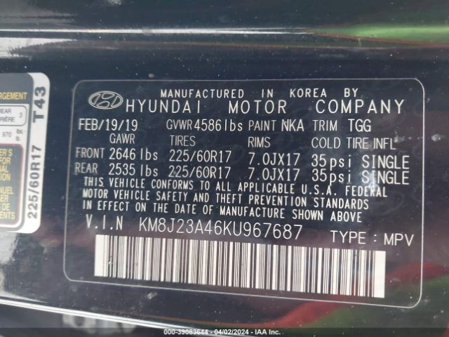 Photo 8 VIN: KM8J23A46KU967687 - HYUNDAI TUCSON 