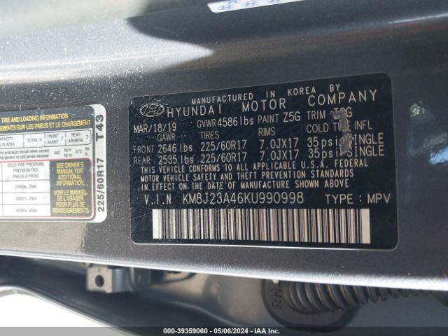 Photo 8 VIN: KM8J23A46KU990998 - HYUNDAI TUCSON 