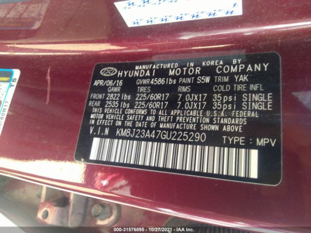 Photo 8 VIN: KM8J23A47GU225290 - HYUNDAI TUCSON 