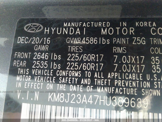 Photo 8 VIN: KM8J23A47HU389639 - HYUNDAI TUCSON 