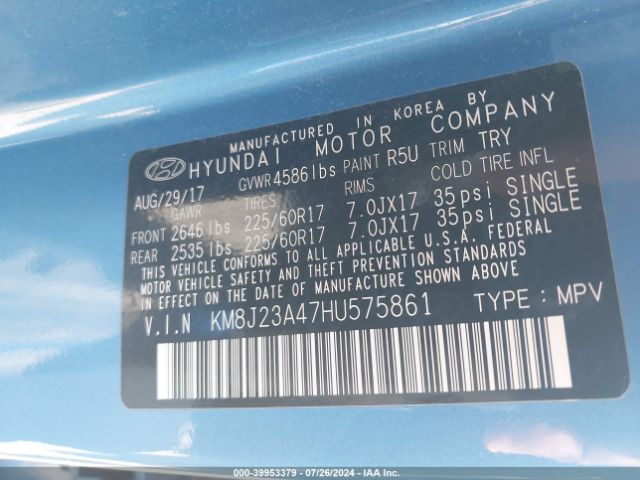 Photo 8 VIN: KM8J23A47HU575861 - HYUNDAI TUCSON 