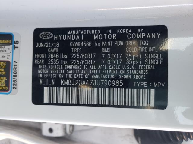 Photo 9 VIN: KM8J23A47JU790985 - HYUNDAI TUCSON SE 