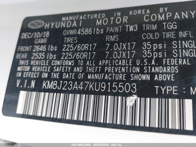 Photo 8 VIN: KM8J23A47KU915503 - HYUNDAI TUCSON 