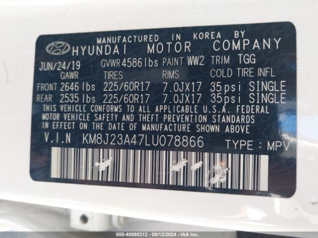 Photo 8 VIN: KM8J23A47LU078866 - HYUNDAI TUCSON 