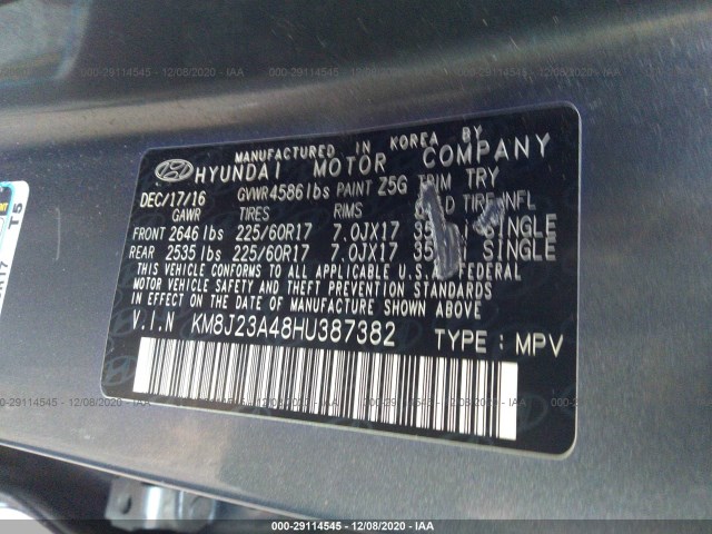 Photo 8 VIN: KM8J23A48HU387382 - HYUNDAI TUCSON 