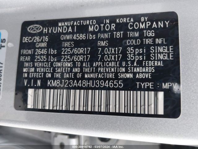 Photo 8 VIN: KM8J23A48HU394655 - HYUNDAI TUCSON 