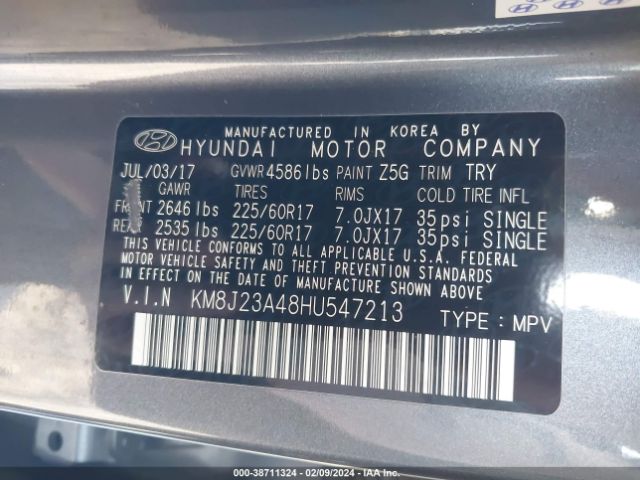 Photo 8 VIN: KM8J23A48HU547213 - HYUNDAI TUCSON 