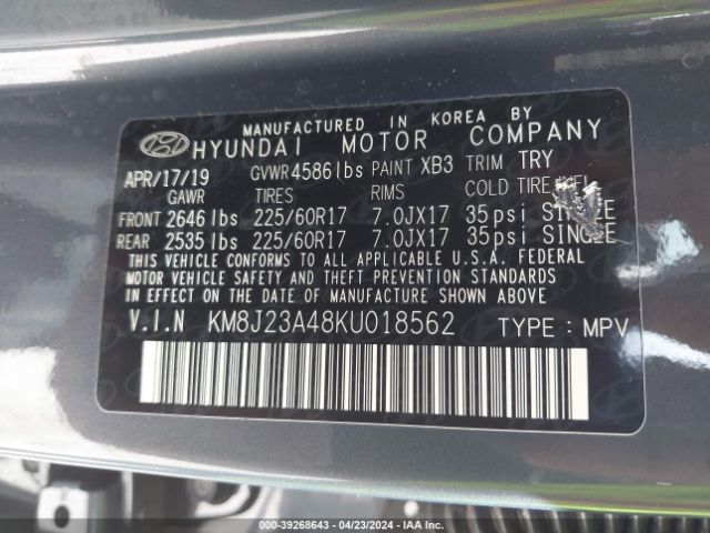 Photo 8 VIN: KM8J23A48KU018562 - HYUNDAI TUCSON 