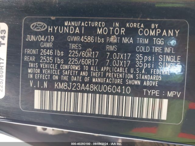 Photo 8 VIN: KM8J23A48KU060410 - HYUNDAI TUCSON 