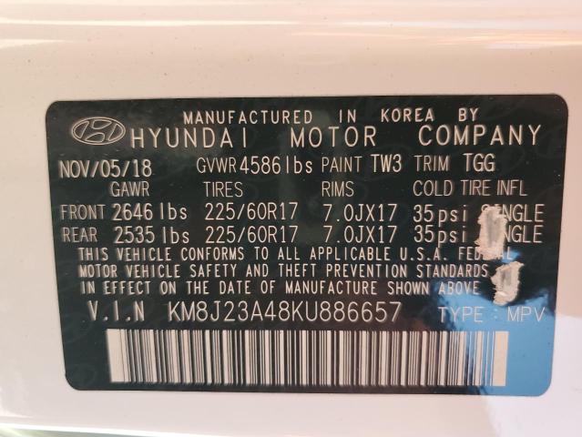 Photo 12 VIN: KM8J23A48KU886657 - HYUNDAI TUCSON SE 