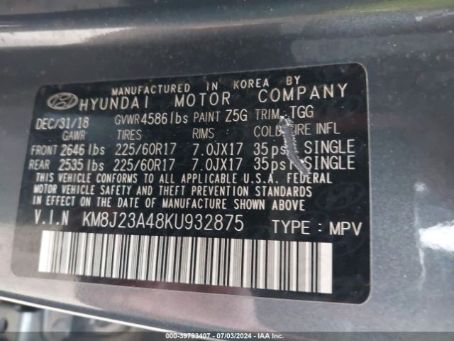 Photo 8 VIN: KM8J23A48KU932875 - HYUNDAI TUCSON 