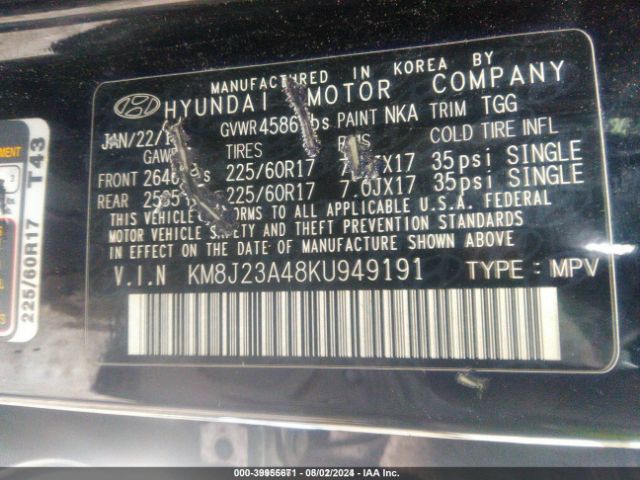 Photo 8 VIN: KM8J23A48KU949191 - HYUNDAI TUCSON 