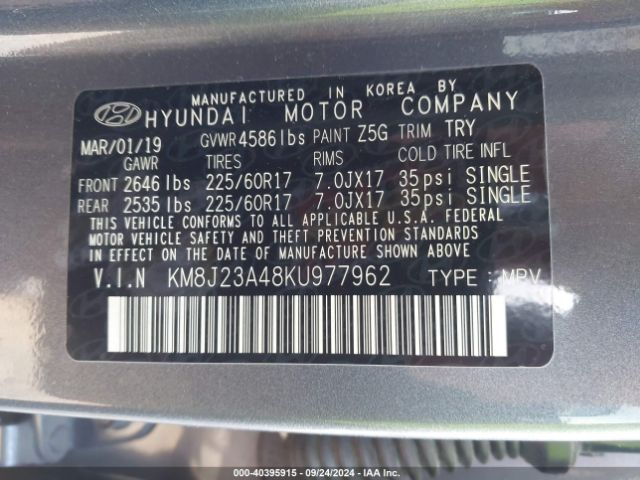 Photo 8 VIN: KM8J23A48KU977962 - HYUNDAI TUCSON 