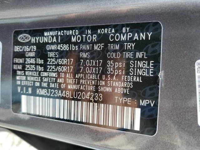 Photo 12 VIN: KM8J23A48LU204233 - HYUNDAI TUCSON SE 