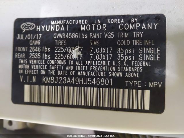 Photo 8 VIN: KM8J23A49HU546801 - HYUNDAI TUCSON 