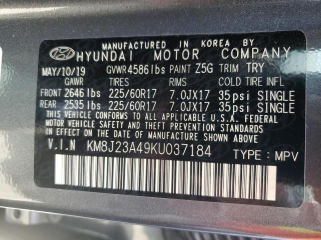 Photo 9 VIN: KM8J23A49KU037184 - HYUNDAI TUCSON SE 