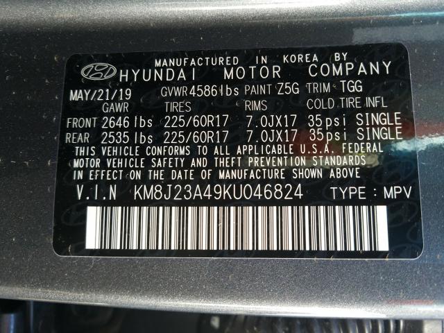 Photo 9 VIN: KM8J23A49KU046824 - HYUNDAI TUCSON SE 