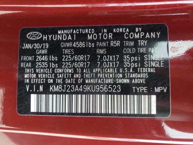 Photo 9 VIN: KM8J23A49KU956523 - HYUNDAI TUCSON SE 