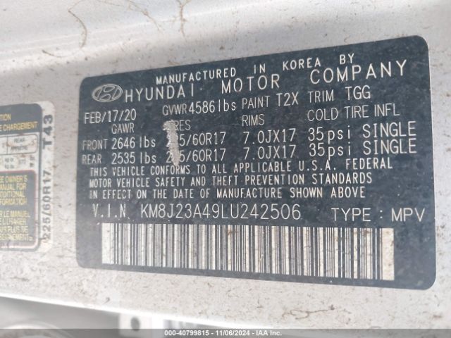 Photo 8 VIN: KM8J23A49LU242506 - HYUNDAI TUCSON 