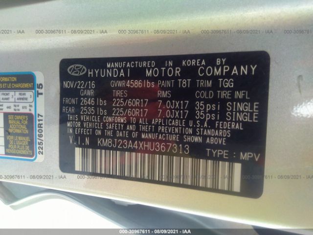 Photo 8 VIN: KM8J23A4XHU367313 - HYUNDAI TUCSON 