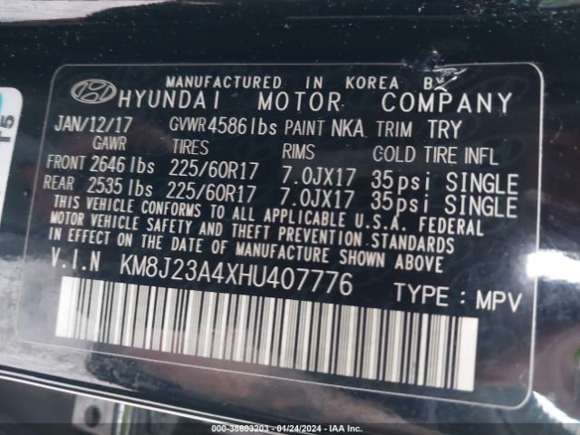 Photo 8 VIN: KM8J23A4XHU407776 - HYUNDAI TUCSON 