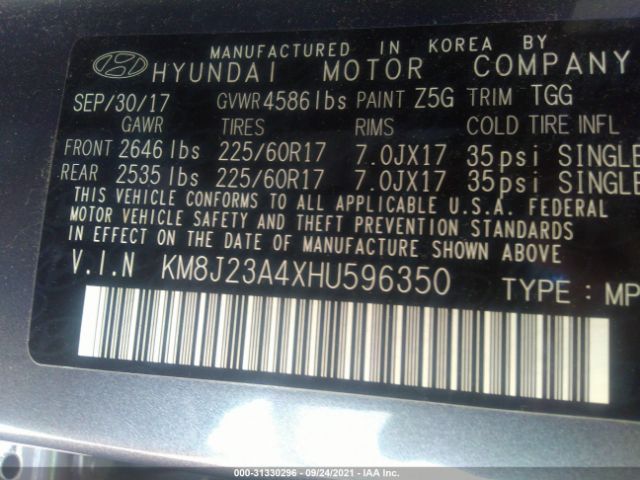 Photo 8 VIN: KM8J23A4XHU596350 - HYUNDAI TUCSON 