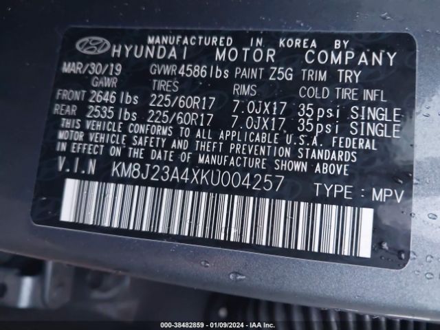 Photo 8 VIN: KM8J23A4XKU004257 - HYUNDAI TUCSON 