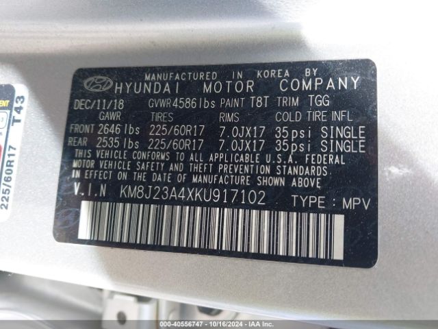 Photo 8 VIN: KM8J23A4XKU917102 - HYUNDAI TUCSON 