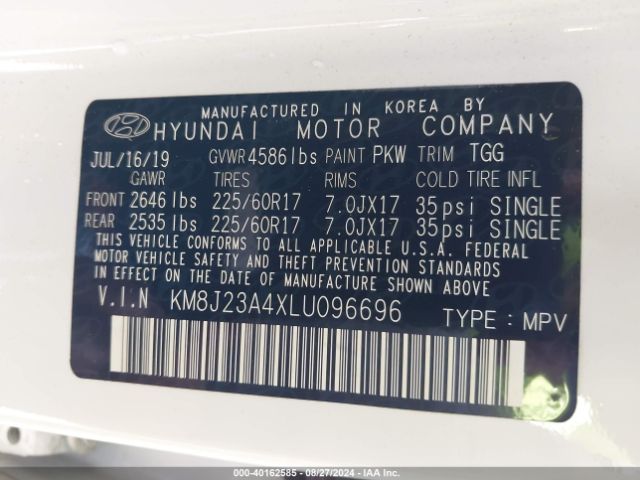 Photo 8 VIN: KM8J23A4XLU096696 - HYUNDAI TUCSON 