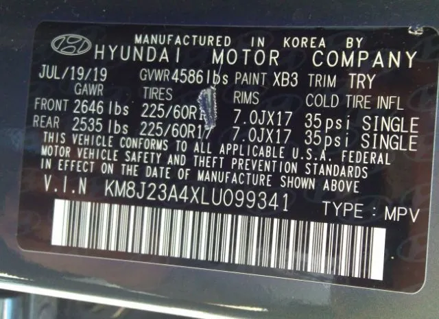 Photo 8 VIN: KM8J23A4XLU099341 - HYUNDAI TUCSON 