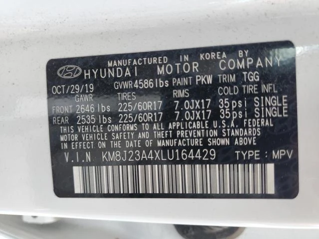 Photo 12 VIN: KM8J23A4XLU164429 - HYUNDAI TUCSON SE 