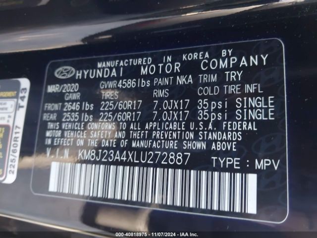 Photo 8 VIN: KM8J23A4XLU272887 - HYUNDAI TUCSON 